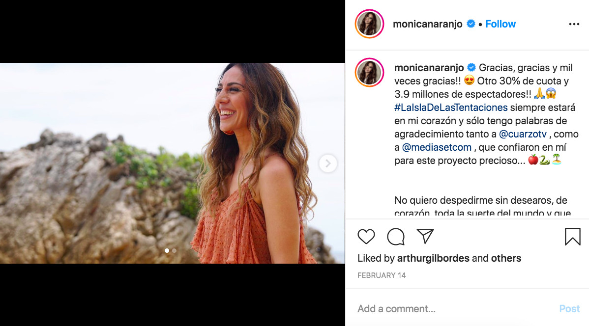 Mónica Naranjo comunica que deja de presentar 'La isla de las tentaciones' / INSTAGRAM