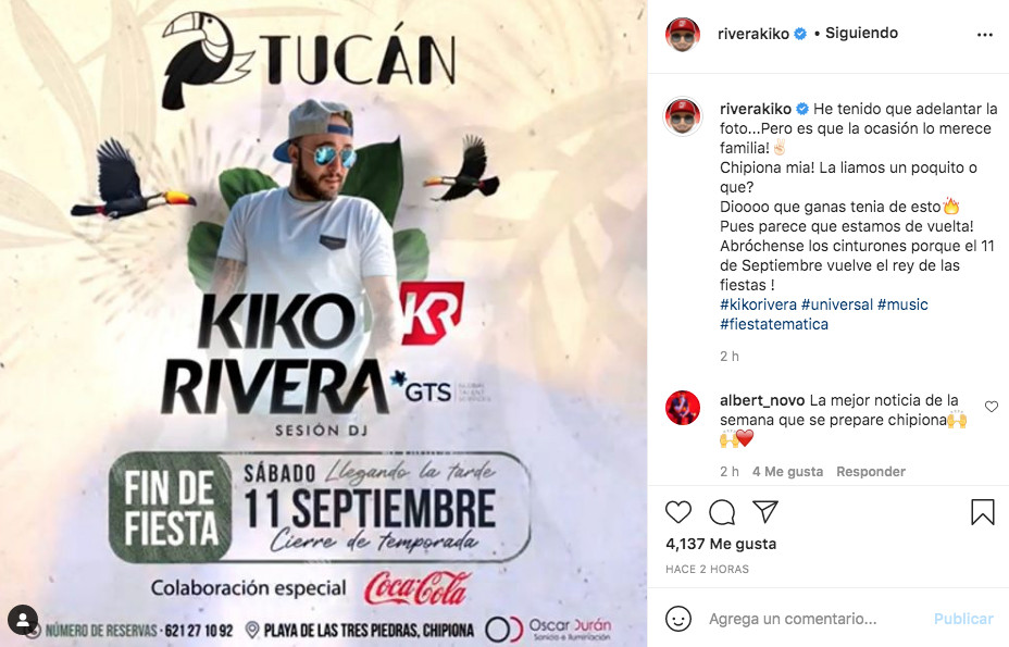 Publicación de Kiko Rivera en Instagram / @riverakiko