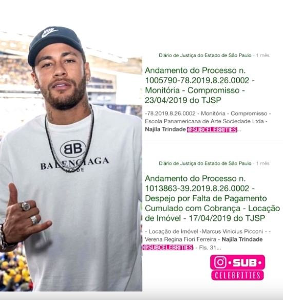 El diario brasileño Sub Celebrities publica los casos judiciales que afectaron a la economía de Najila Trindadeinero