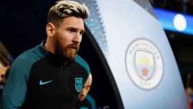 Leo Messi, en un partido ante el Manchester City | EFE
