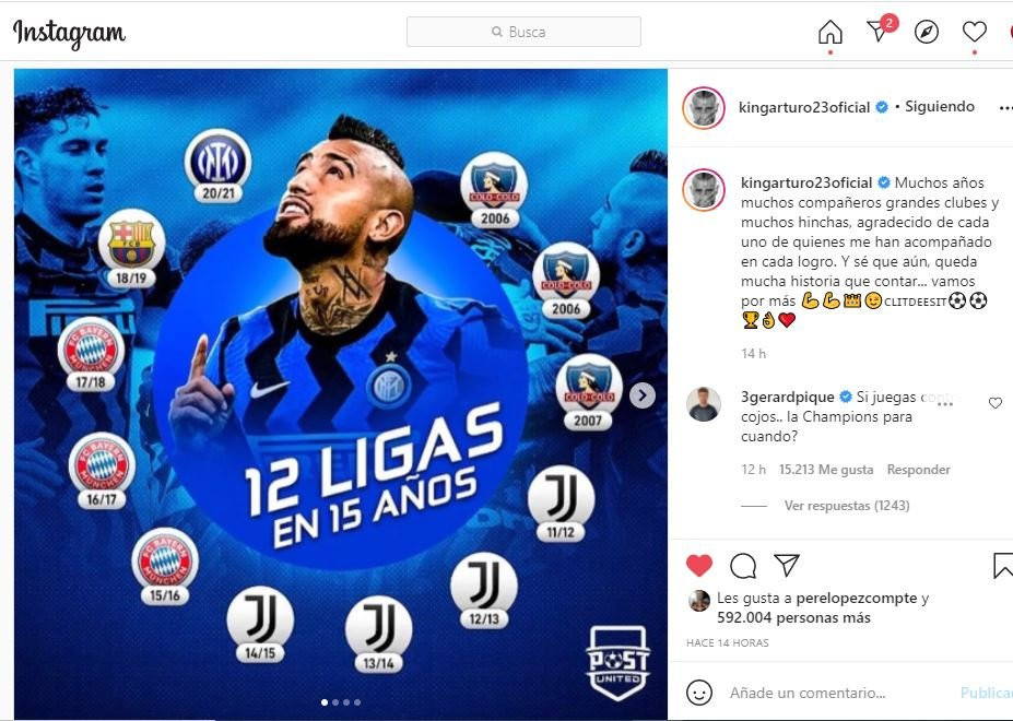 Arturo Vidal y Gerard Piqué se enzarzan irónicamente en Instagram / REDES
