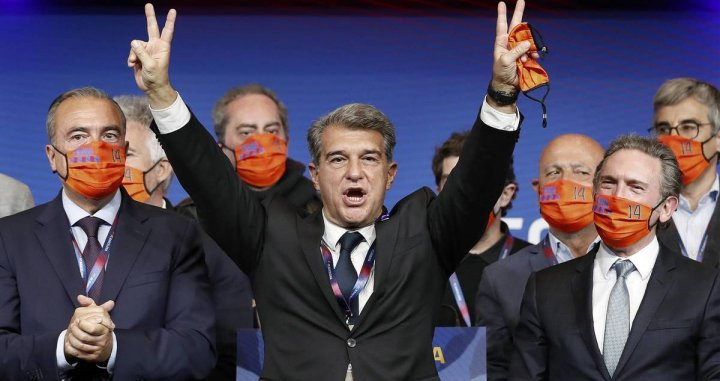 Joan Laporta, tras vencer en las elecciones a la presidencia del Barça | EFE