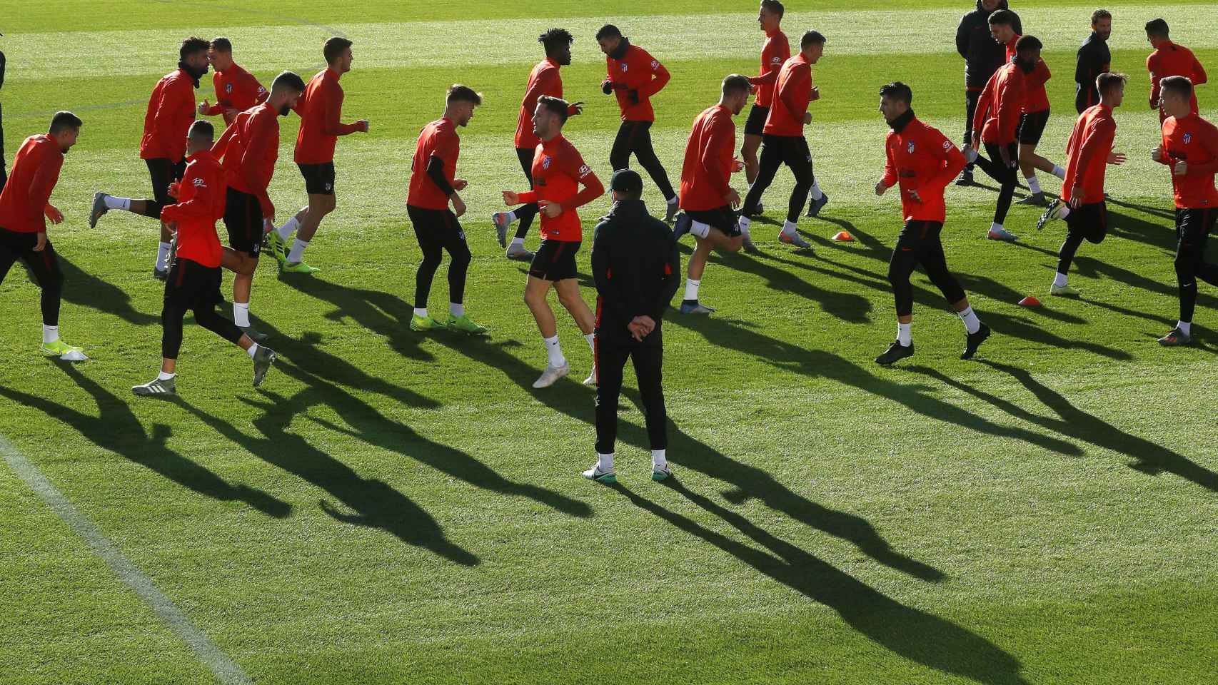 Los jugadores del Atlético de Madrid en un entrenamiento / EFE