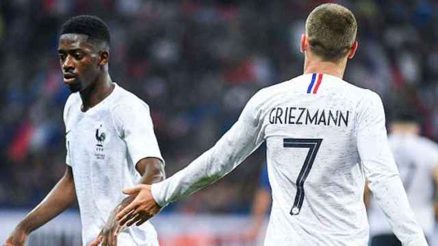 Una foto de Antoine Griezmann y Ousmané Dembelé, jugadores del Barça, con Francia / Twitter