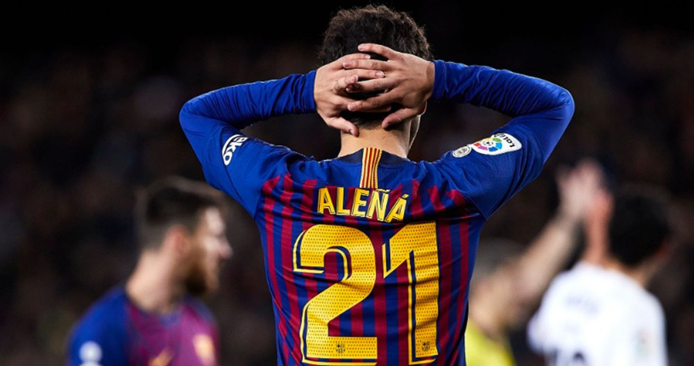 Carles Aleñá lamentando una ocasión en el Barça-Valencia de la temporada 2018-19 / EFE