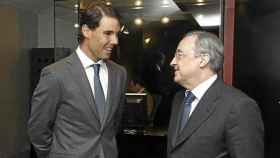 Rafa Nadal y Florentino Pérez en el palco del Bernabéu / EFE