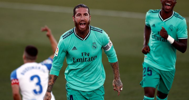 Sergio Ramos celebrando el gol contra el Leganés / EFE