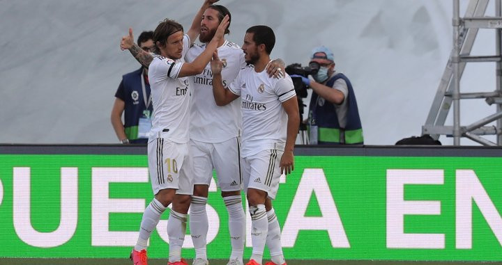Ramos celebra su gol frente el Eibar / EFE