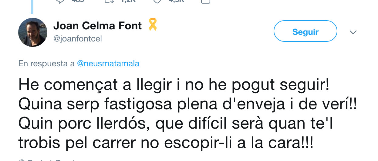 Un comentario contra el periodista del Diari de Girona / TWITTER