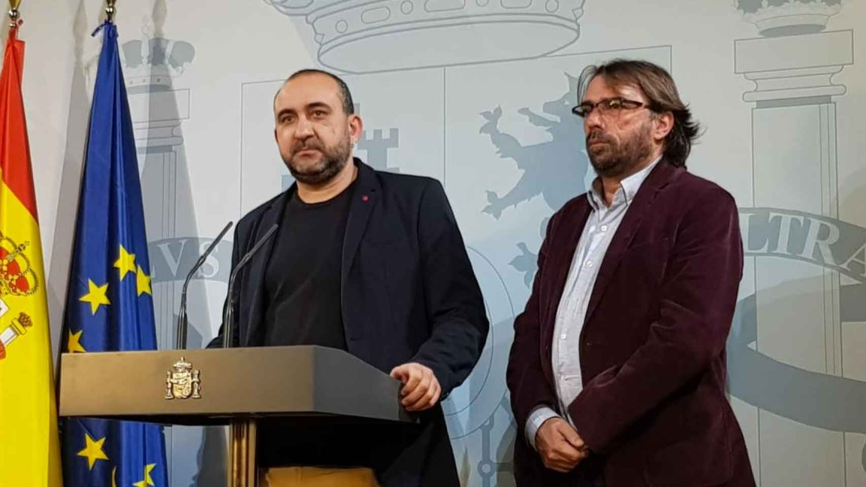 Los secretarios generales de los principales sindicatos, Javier Pacheco, secretario general de CCOO en Cataluña (i.) y Camil Ros, su homólogo en UGT (d) / CG
