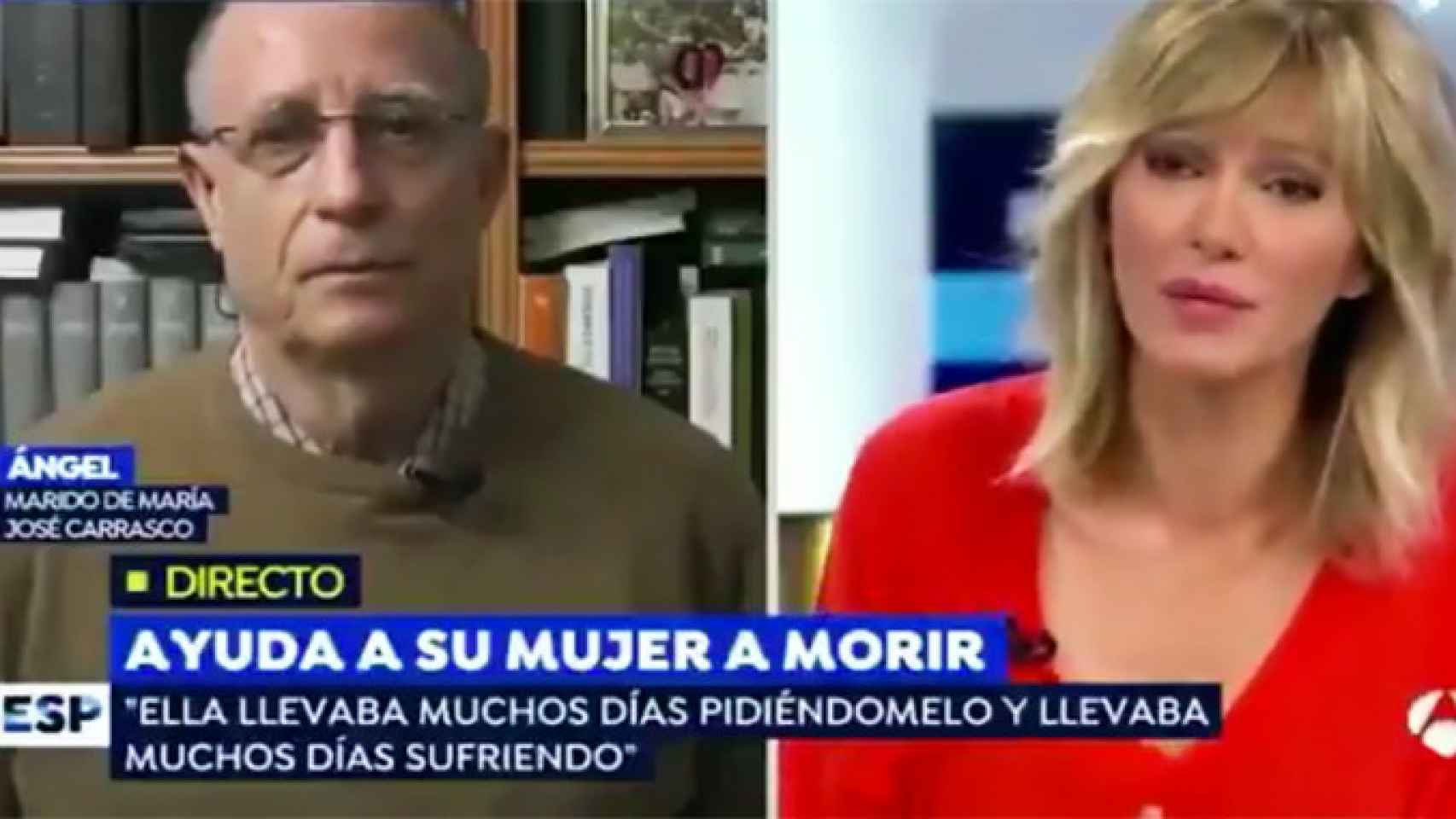 La presentadora Susana Griso (d) hablando con Ángel, que ayudó a morir a su mujer enferma / CG