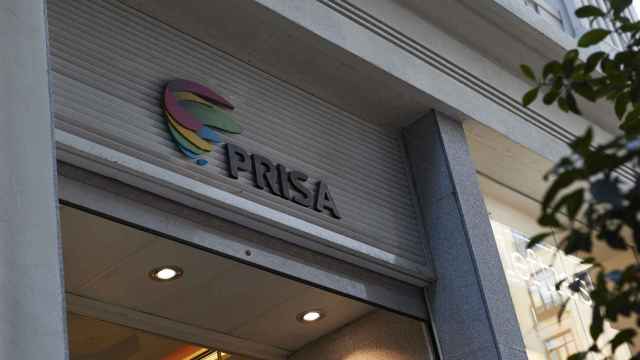 Logo del grupo Prisa, en su sede de la Gran Vía de Madrid / EP