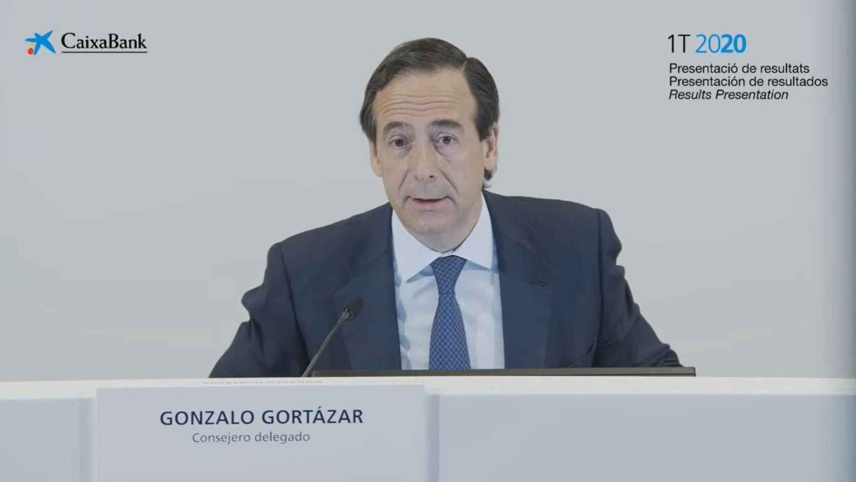 Gonzalo Gortázar, consejero delegado de Caixabank, durante la rueda de prensa telemática para presentar los resultados / EP