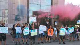 Los 'riggers' en una jornada de huelga ante las puertas de Fira de Barcelona / SINDICAT DE RIGGERS