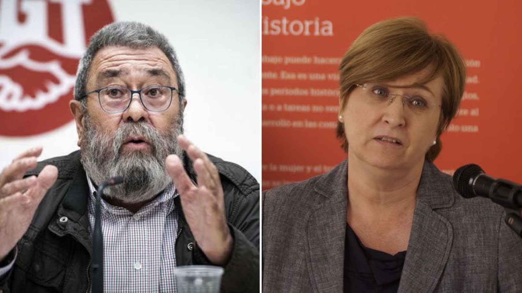 Almudena Fontecha (derecha), posible rival de última hora de Josep Maria Álvarez para para relevar a Cándido Méndez (izquierda) al frente de UGT