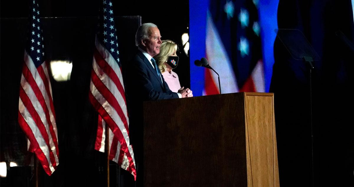 El candidato demócrata, Joe Biden, en su primera intervención tras la noche electoral / EFE