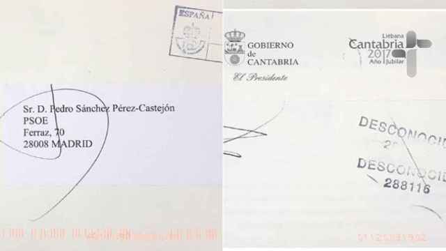 Carta dirigida a Pedro Sánchez devuelta por el PSOE a Correos
