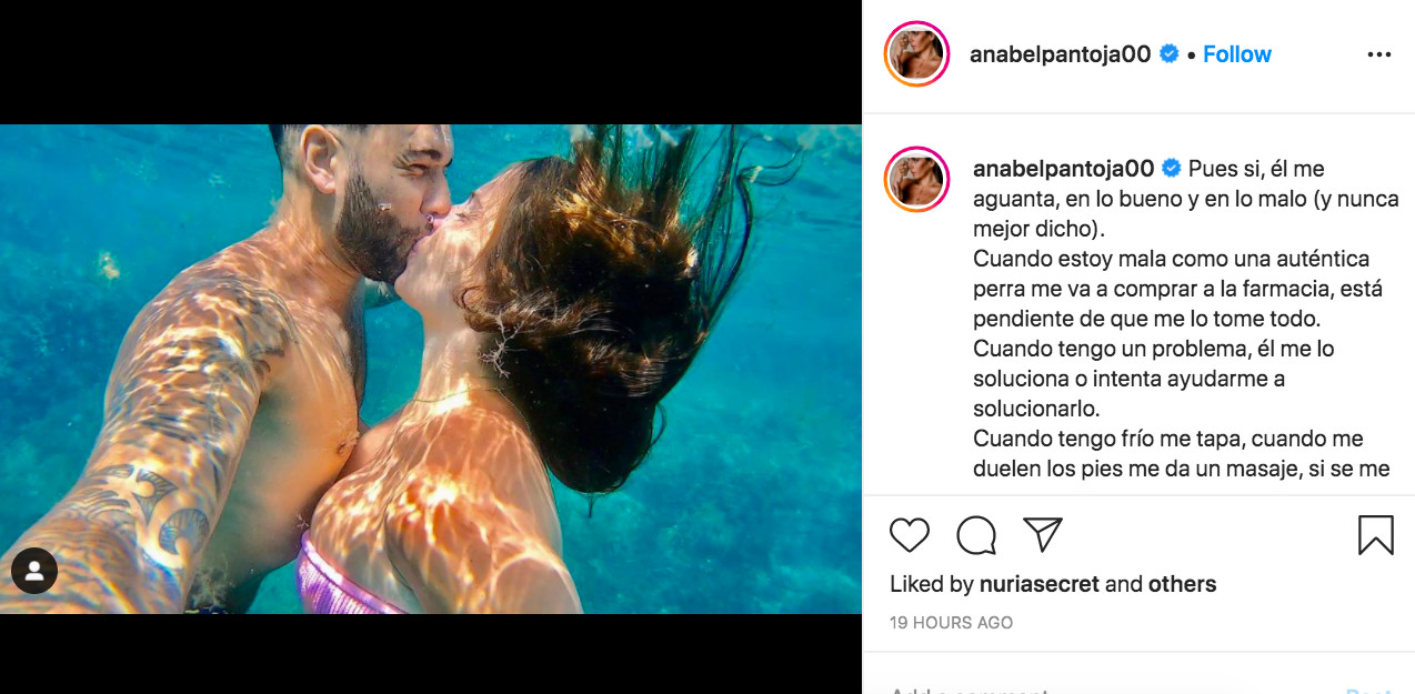 Anabel Pantoja dedica unas bonitas palabras a su novio / INSTAGRAM
