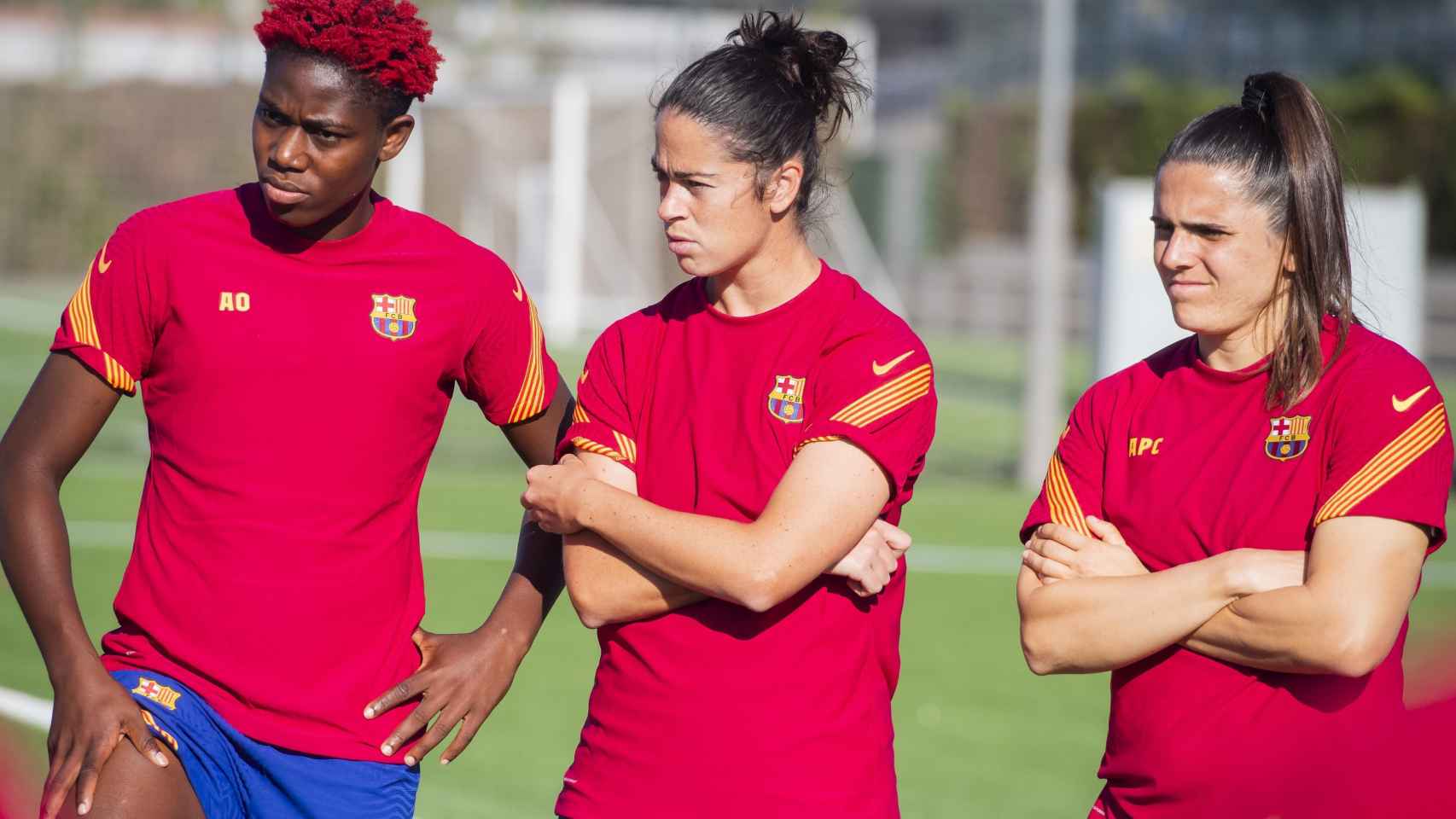 Oshoala, en un entrenamiento del Barça Femenino / FC Barcelona