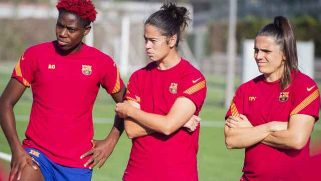 Oshoala, en un entrenamiento del Barça Femenino / FC Barcelona