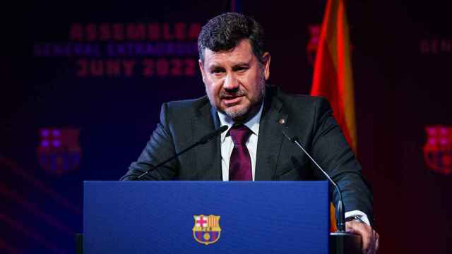 Eduard Romeu, vicepresidente económico del Barça, en su intervención sobre la venta de los derechos televisivos / FCB