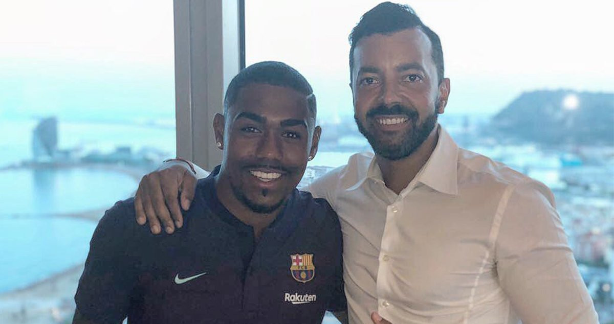 Junior Minguella con Malcom Oliveira tras cerrar su fichaje por el Barça / REDES