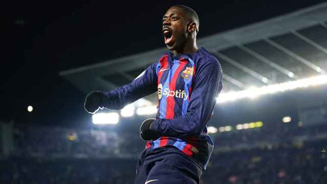 Dembelé celebra con euforia el gol del triunfo del Barça en la Copa del Rey / EFE