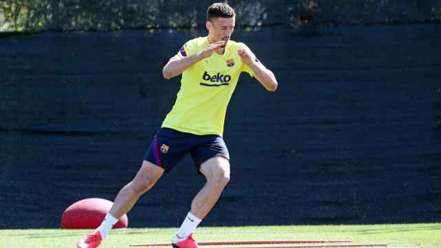 Lenglet entrenando con el Barça antes del regreso liguero / FC Barcelona