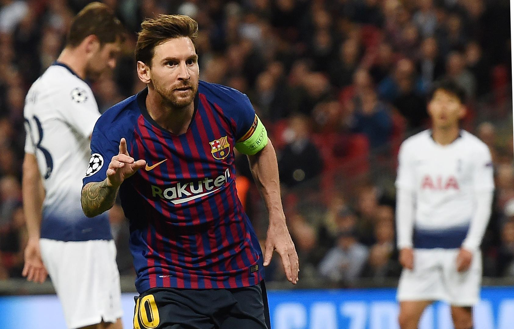 Leo Messi celebra su gol ante el Tottenham / EFE