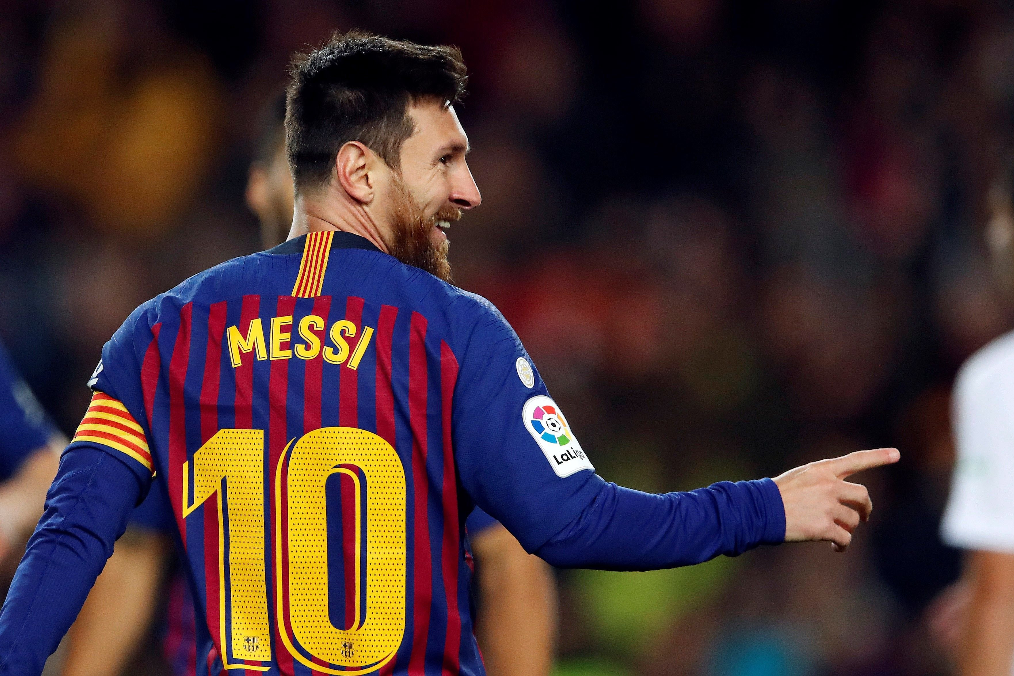 Messi celebrando su gol número 400 en Liga con el Barça / EFE