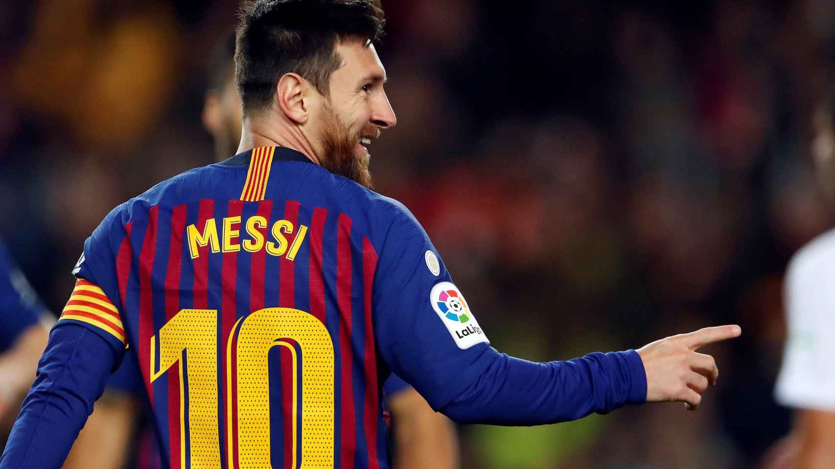 Messi celebrando su gol número 400 en Liga con el Barça / EFE