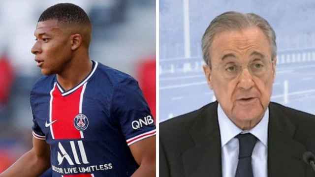 Mbappé y Florentino Pérez, presidente del Madrid en un montaje | REDES