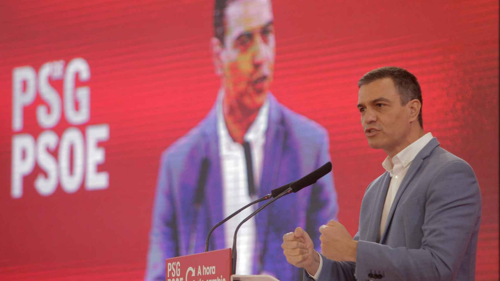 El presidente del Gobierno, Pedro Sánchez, en un mitin en Galicia / EFE