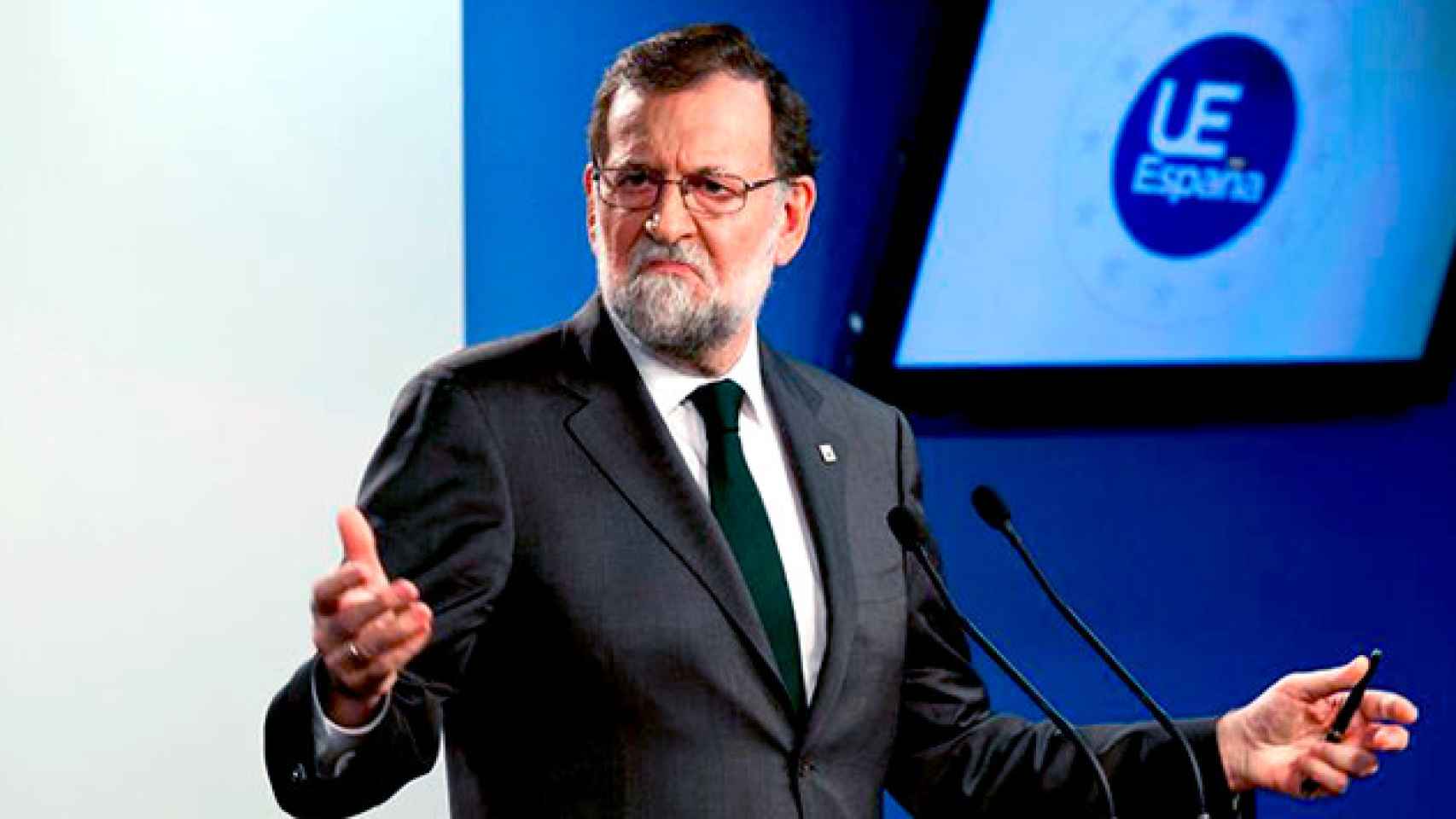 Mariano Rajoy, durante la rueda de prensa que ha ofrecido en el marco del Consejo Europeo en Bruselas / EFE