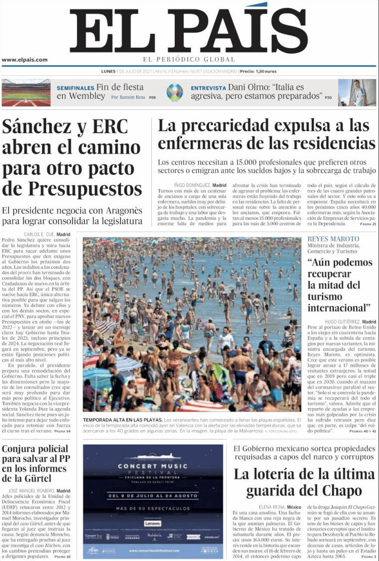 Portada de 'El País' del 5 de julio de 2021 / KIOSKO.NET