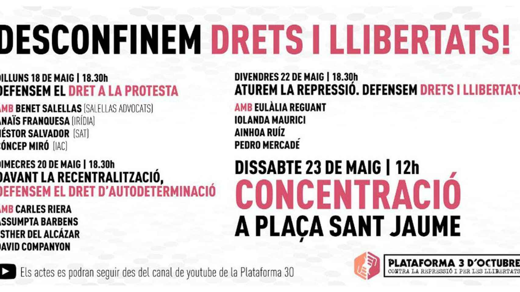 Convocatoria de protesta independentista este sábado en Barcelona / @plataforma3o