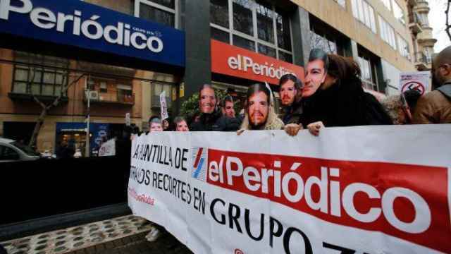 Imagen de archivo de una de las recientes protestas de los trabajadores de El Periódico de Catalunya