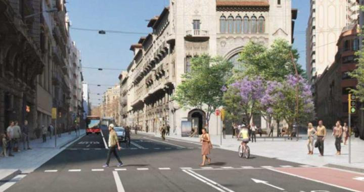 'Render' del Ayuntamiento de Barcelona sobre la reforma de Via Laietana sin apenas coches / CEDIDA