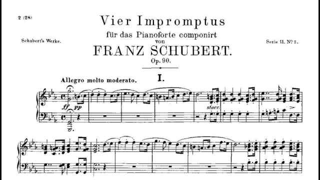 Partitura de los 'Impromptus' de Schubert
