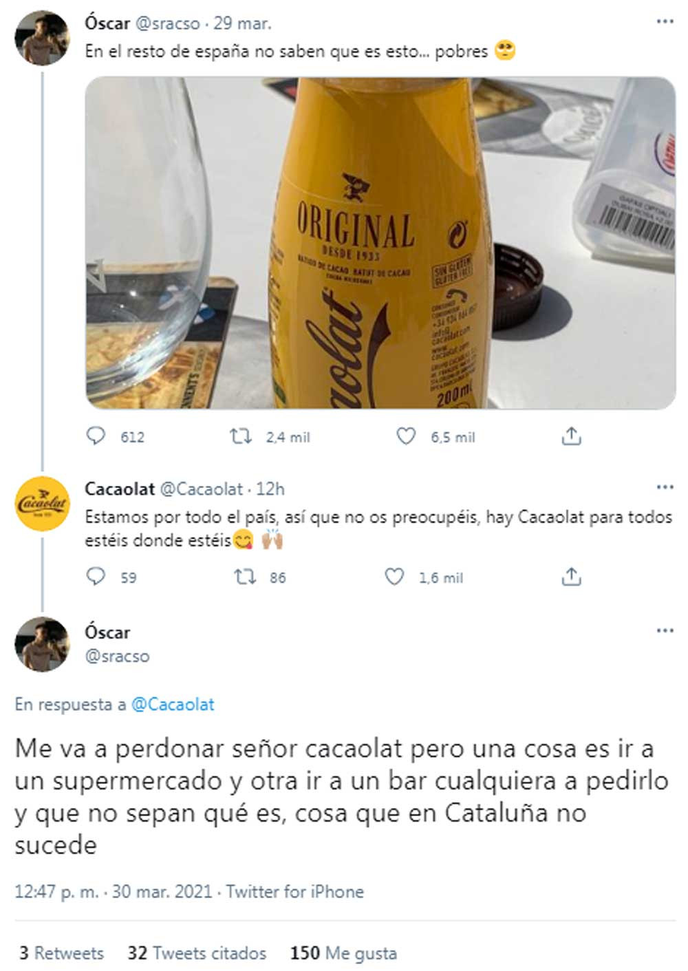 Tuits sobre Cacaolat que se han hecho virales en Twiter