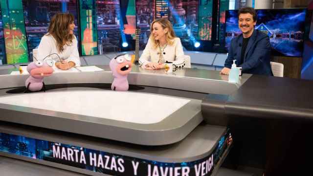 Nuria Roca, Marta Hazas y Javier Veiga en el plató de 'El Hormiguero' / ATRESMEDIA