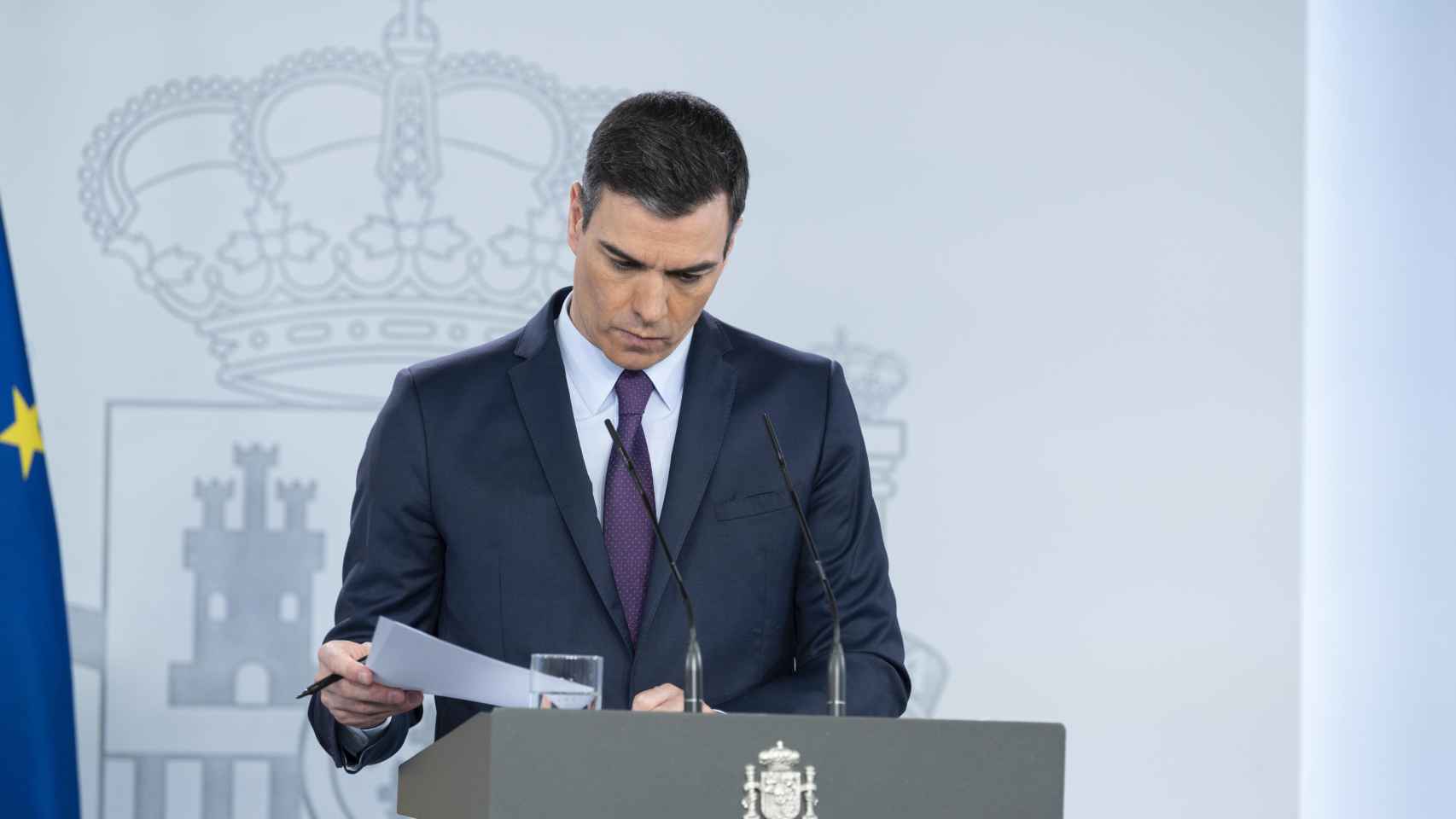 El presidente del Gobierno, Pedro Sánchez, durante una rueda de prensa / EP