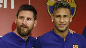 Messi y Neymar en un acto promocional del Barça / EFE