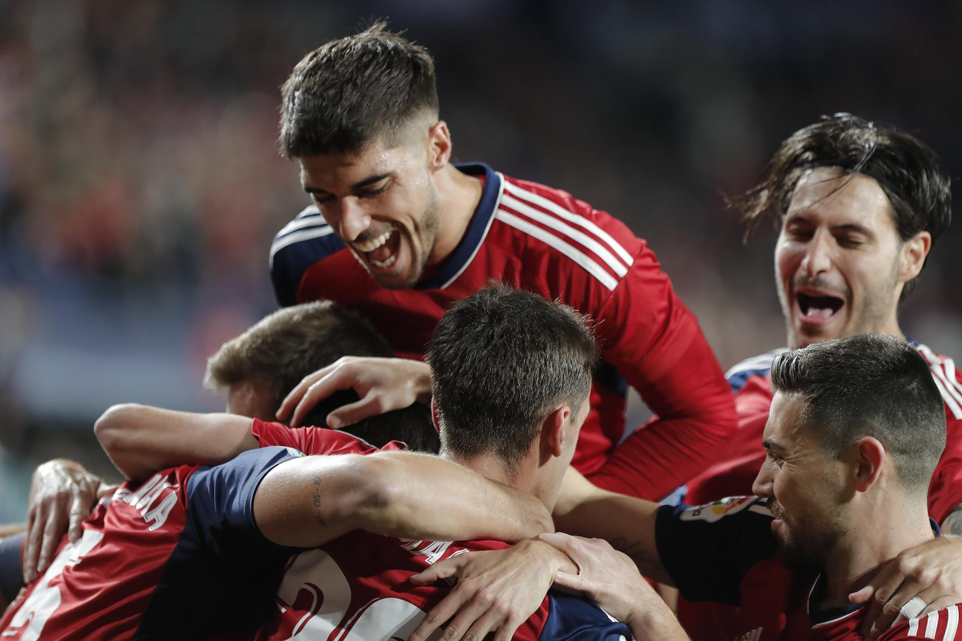 Los jugadores de Osasuna celebran el gol de David García / EFE