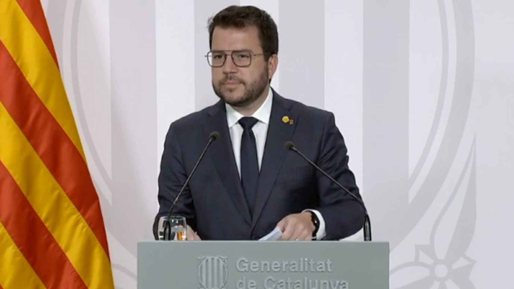 El presidente de la Generalitat, Pere Aragonès, en la rueda de prensa posterior al Consell Executiu