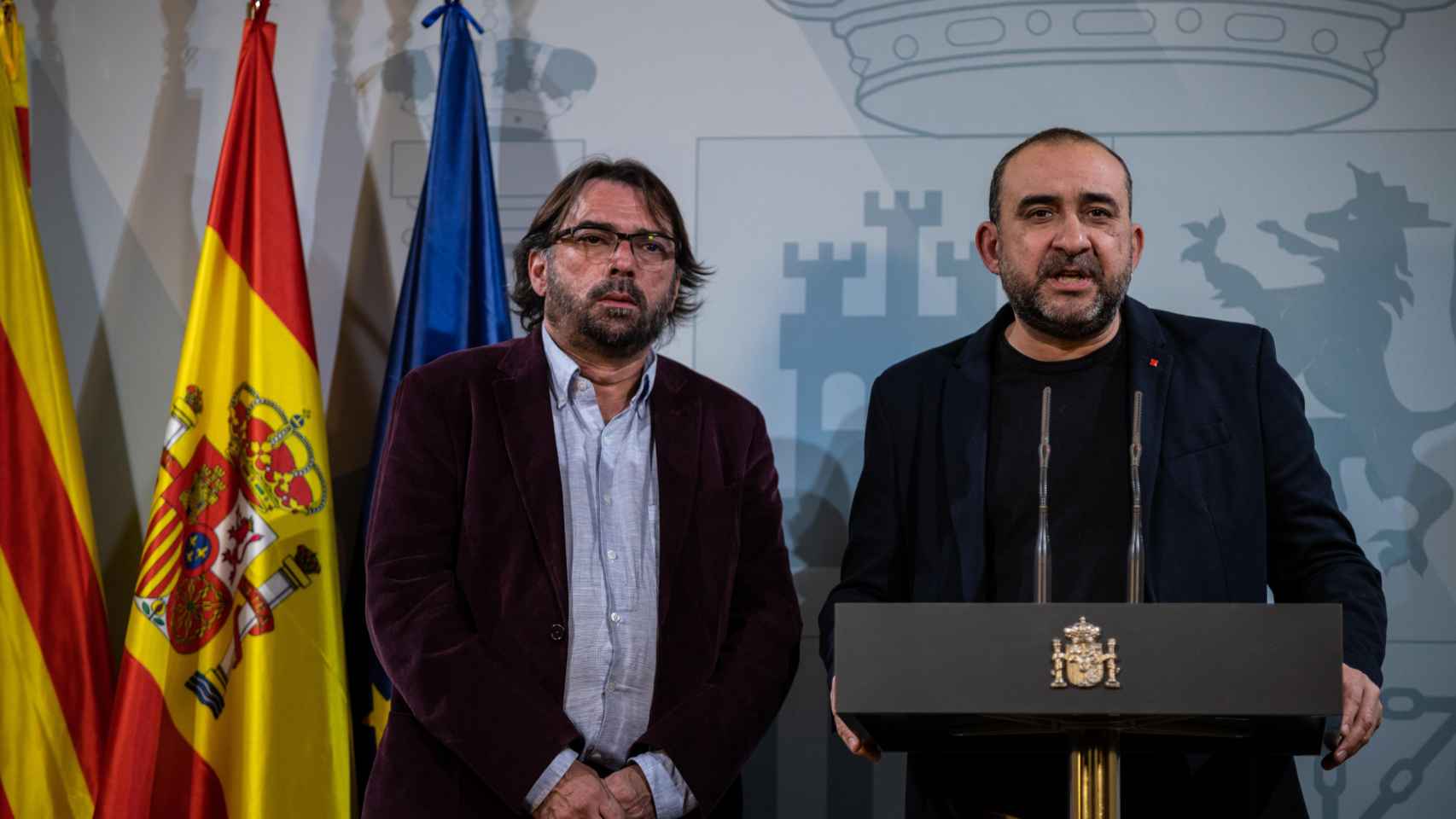 Los secretarios generales de CCOO de Cataluña, Javier Pacheco (d) ,y de UGT, Camil Ros (i) / EUROPA PRESS