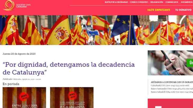 Portada de la web de Societat Civil Catalana