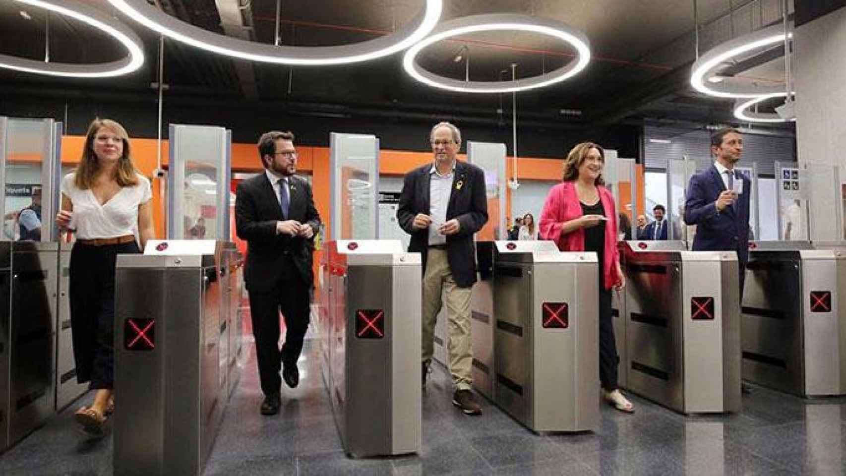 Pere Aragonés durante la inauguración de la L10 Sur del Metro de Barcelona. FGC / ARCHIVO