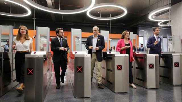 Pere Aragonés durante la inauguración de la L10 Sur del Metro de Barcelona. FGC / ARCHIVO