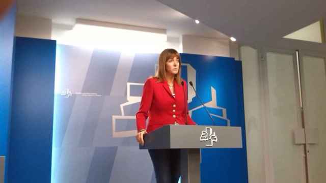 Idoia Mendia, secretaria general del PSE-EE, esta mañana en el Parlamento vasco / EUROPA PRESS